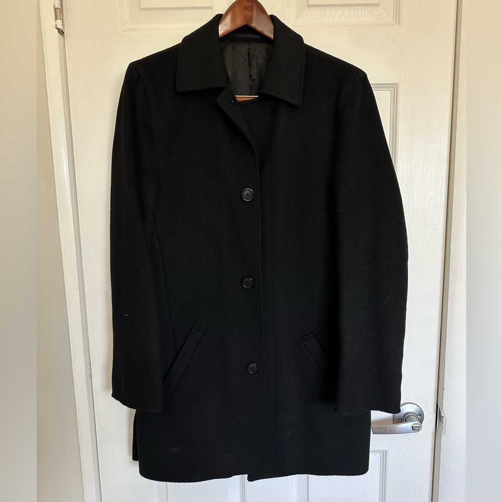 Joseph Abboud Men’s Black Wool Coat Size 16 Classic Formal Overcoat